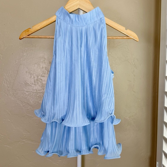 Commense Light Blue Two Piece Set NWT XS Light Blue Top & Midi Skirt Pleated - Picture 4 of 14